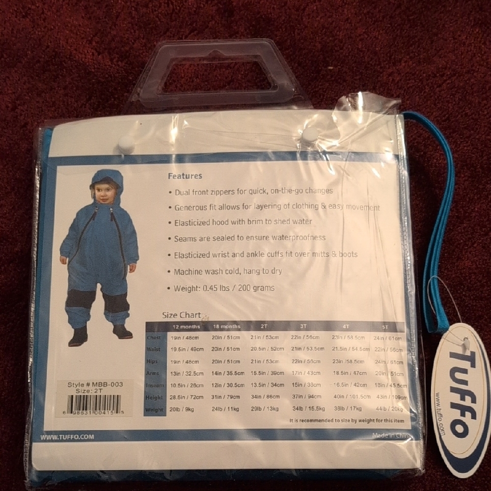 Toddler Blue Rain Suit Coverall